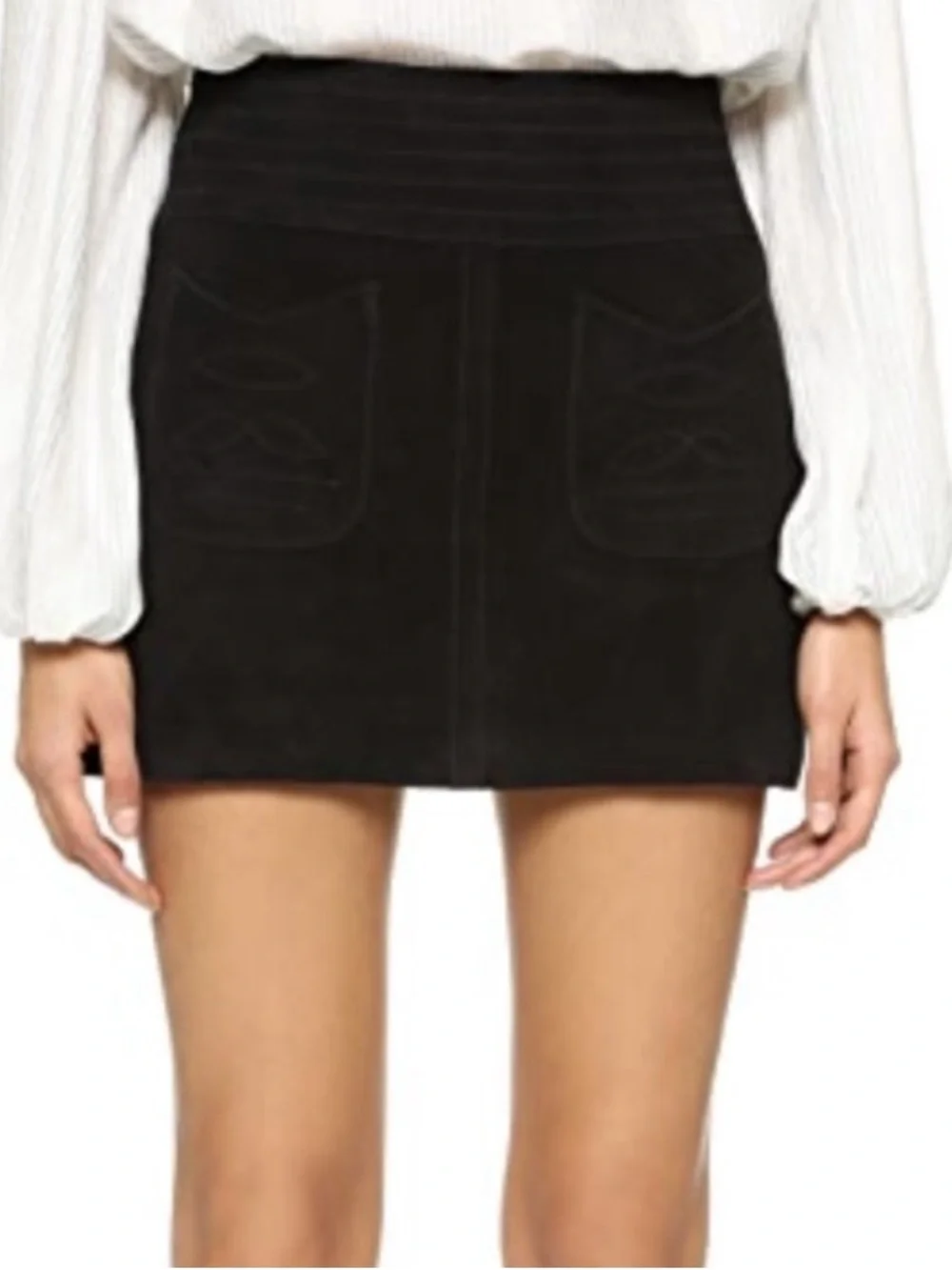 NWOT Free People Modern Love Suede Mini Skirt Size 6 Black Z575